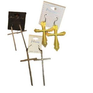 3 Vintage Cross Earrings